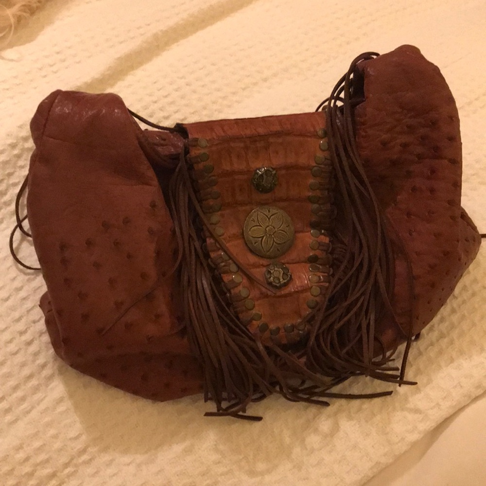 Carlos Falchi Ostrich Handbag AUTHENTIC W RECEIPT